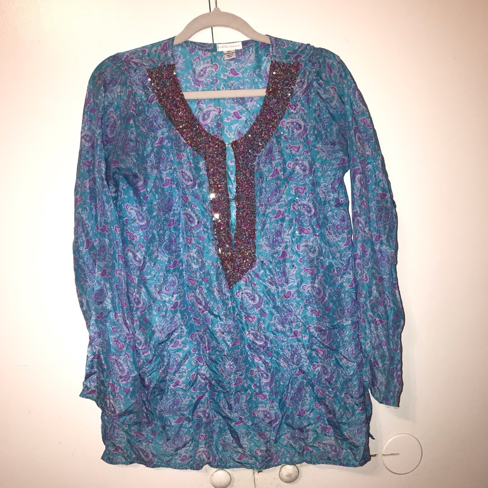 Subtle Luxury Silk Blouse with Sequin